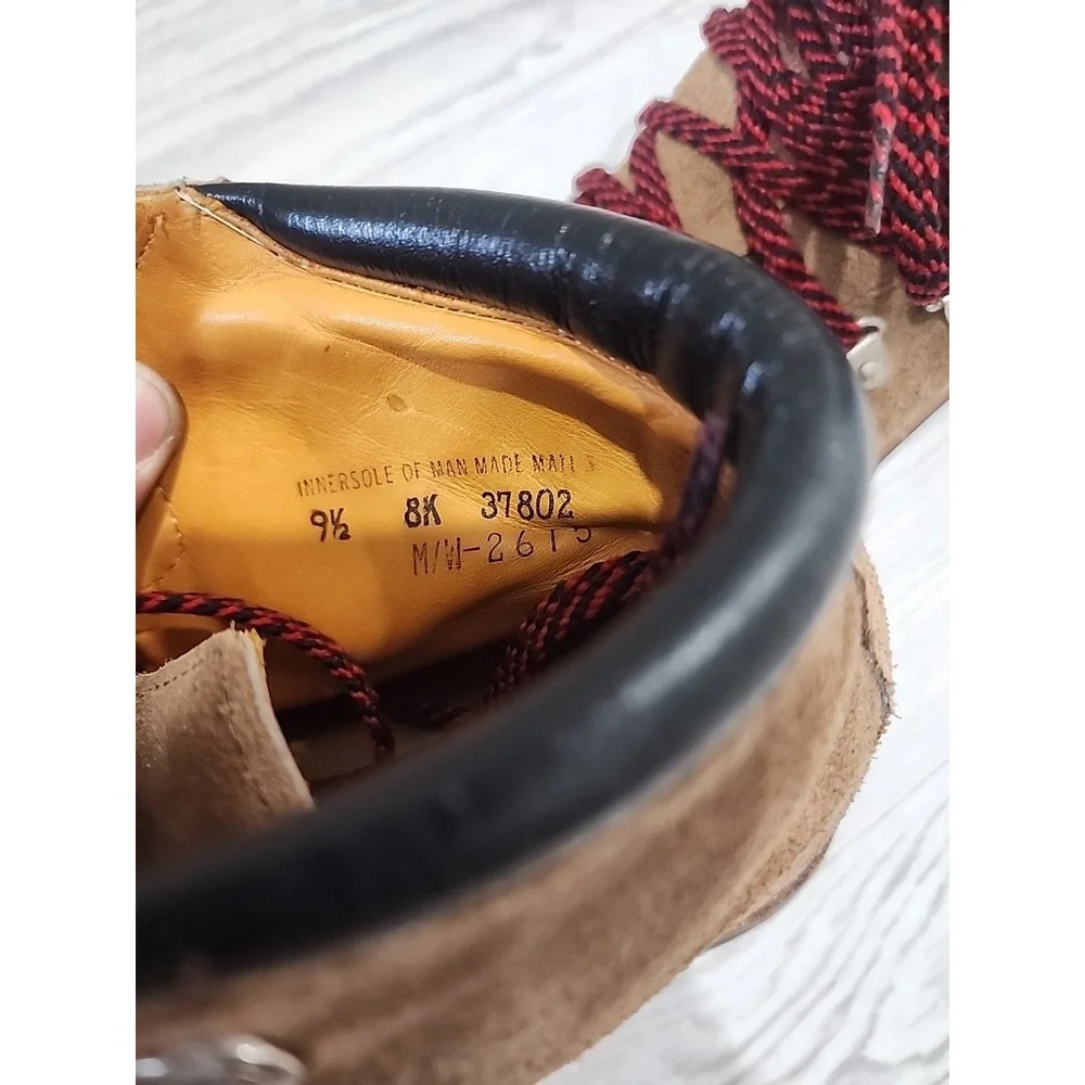 Vintage‎ Herman USA Mountaineering Boots Vibram Lug Sole Men's 9.5 Brown Suede